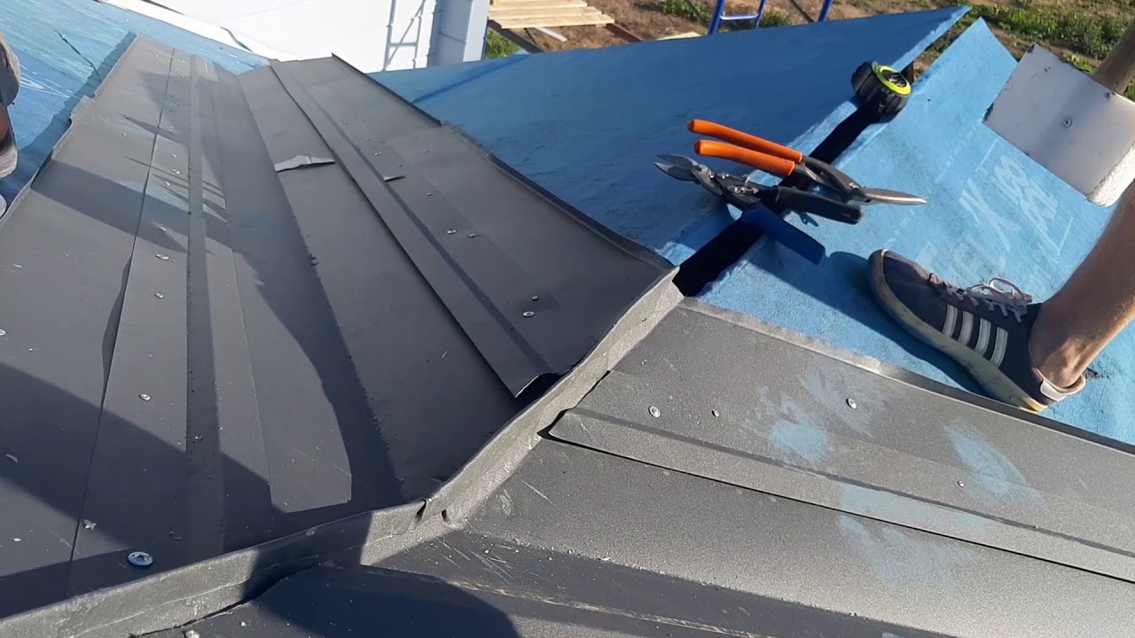 Монтаж ендовы клик фальц grand line 1 - YouTube