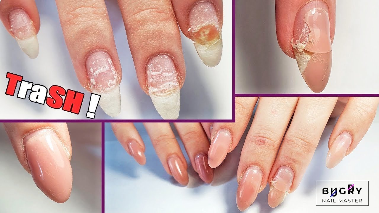 Arreglar uñas dañadas. Como reforzar las uñas con gel - YouTube