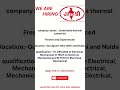vacancy out by jindal india tharmal power limited for iti,diploma, b tech and m tech
