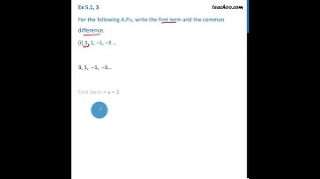 Ex 5.1, 3 - For the A.P.s, write first term and common (i) 3, 1, −1, −3 … - Teachoo