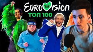 ХЕСУС СМОТРИТ ТОП 100 ПЕСЕН ЕВРОВИДЕНИЯ 1956-2024 по ПРОСЛУШИВАНИЯМ в SPOTIFY | Eurovision Song