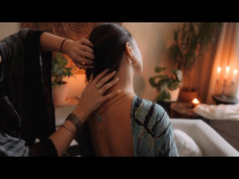 ASMR the softest massage to fall asleep & bath in light (almost touch, fabric & jewelry sounds)