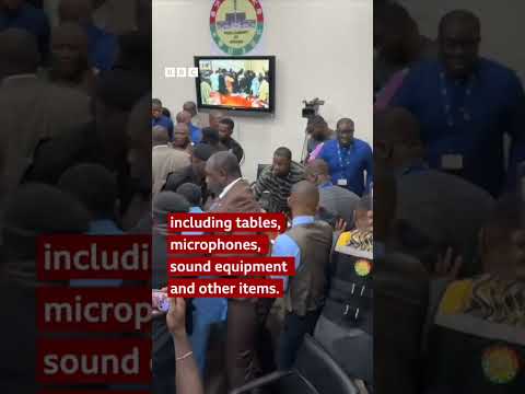 Chaotic scenes as MPs scuffle in Ghana's Parliament - BBC Africa
