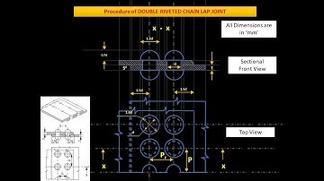 DOUBLE RIVETED CHAIN LAP JOINT (Machine Drawing)