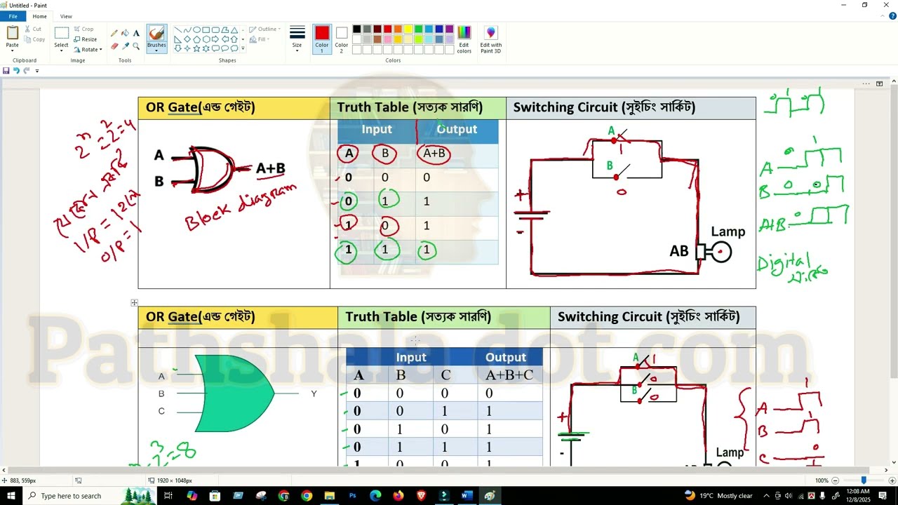 HSC ICT OR Gate Complete | Block Diagram, Truth Table, Switching Circuit & Digital Signal