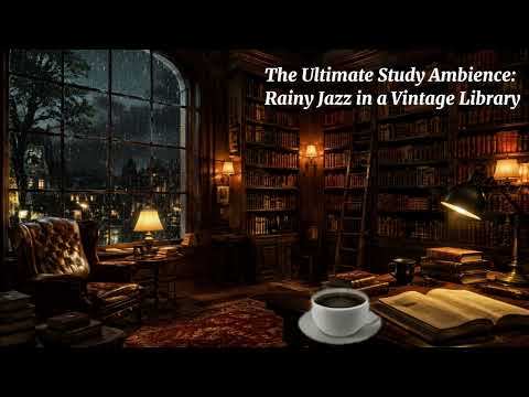 The Ultimate Study Ambience: Rainy Jazz in a Vintage Library