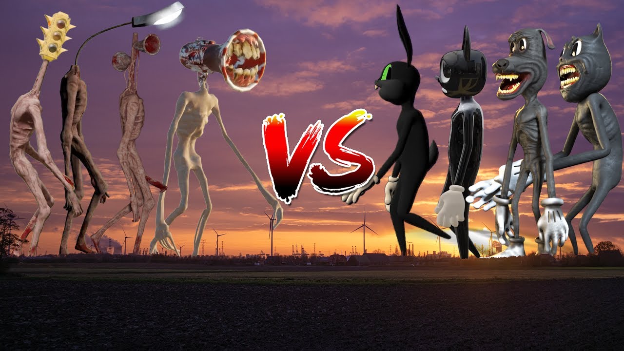 TEAM Siren Head, (Traffic) Light Head & Megaphone VS TEAM Cartoon Cat ...
