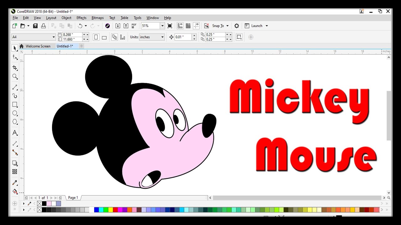 How to make Mickey mouse in CorelDraw | #Mickey mouse #Corel Design # ...