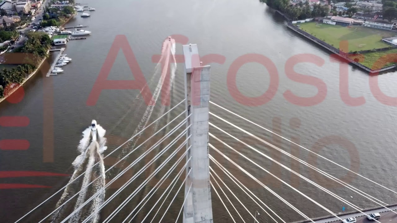 Scenic aerial view of Lagos Bridge