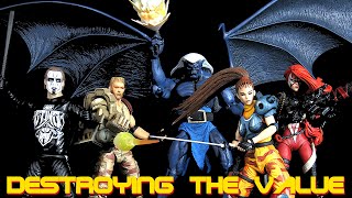 McFarlane She Spawn, NECA Gargoyles Thailog, AVP Arcade Dutch & Linn, AEW Sting-Destorying The Value
