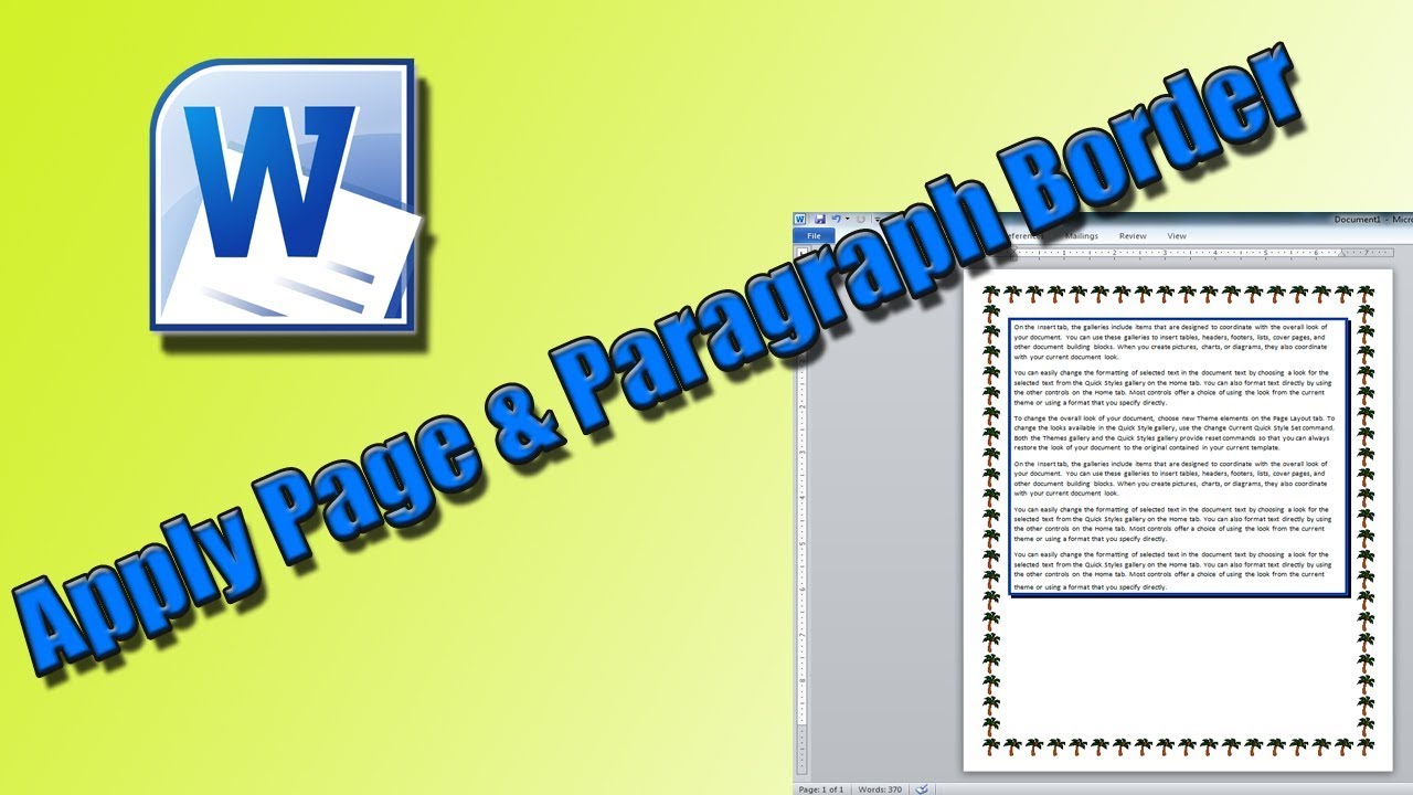 Apply Page and Paragraph Border in MS Word 2010