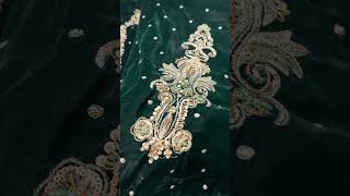 Poshkari Luxury Velvet Embroidered Unstitched Collection Bottle Green
