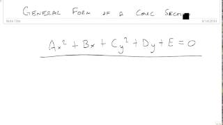 Celebrity General Form of a Conic Section Profile