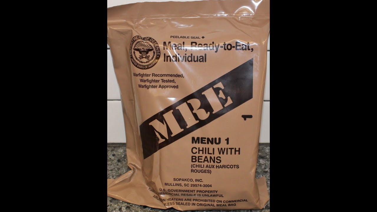 US Military MRE Menu A 1 Chili with Beans Review Our First MRE YouTube