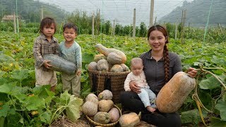 Harvesting giant pumpkins to sell - cooking duck egg noodles for the kids to eat