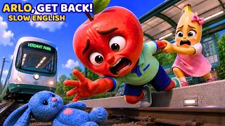 Arlo Dropped His Sister's Toy on the Tracks... THEN He Did Something Crazy! 😱🐰 | Slow English A2