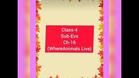 Class-4 (Evs)ch-16(Where Animals Live)Part-1