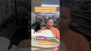 Ivory tablecloths galore! Come unbox new inventory for my wedding resale shop. #tablecloth