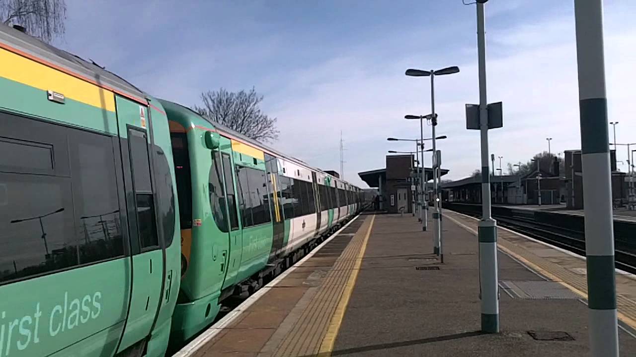 southern class 377 departs three bridges with 2 tone horn
