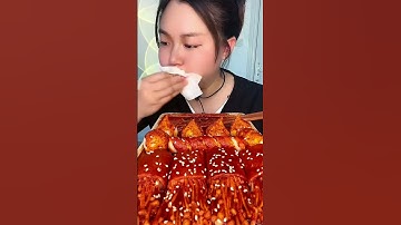 Thumbnail of Asmr, Eating Enoki Mushroom With Noodles Garlic Meatballs Flavor Spicy Yummy, Mukbang