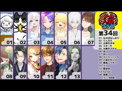 🖤【 人狼 】 第３4回 #なかよし人狼クラブ １３人ア式 GM視点【 虚無 視点 / Vtuber 】