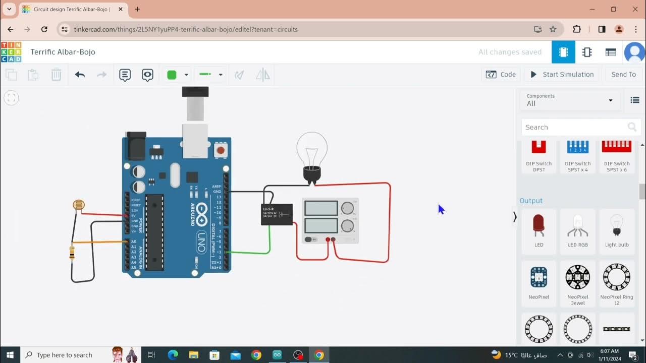 LDR_Relay_With Arduino in Tinkercad Circuit Code Arduino