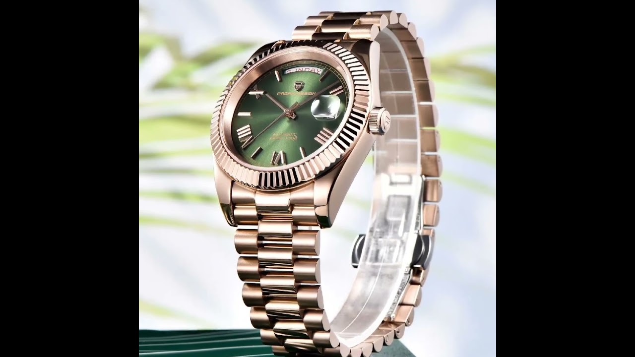 Pagani Design Rose Gold Watch with Green Dial – Luxury Automatic Timepiece for Men