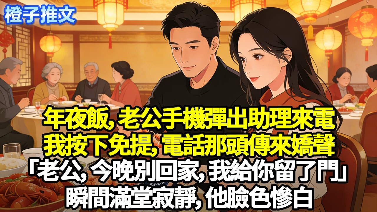 年夜飯，老公手機彈出助理來電。我按下免提，電話那頭傳來嬌聲「老公，今晚別回家，我給你留了門」瞬間滿堂寂靜，他臉色慘白#追妻火葬場 #一口氣看完 #情感 #故事分享 #橙子推文