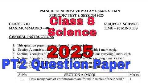 Class 8 Science PT2 Question Paper 2025| Class8 Science Periodic Test2 Sample Paper |#class8science