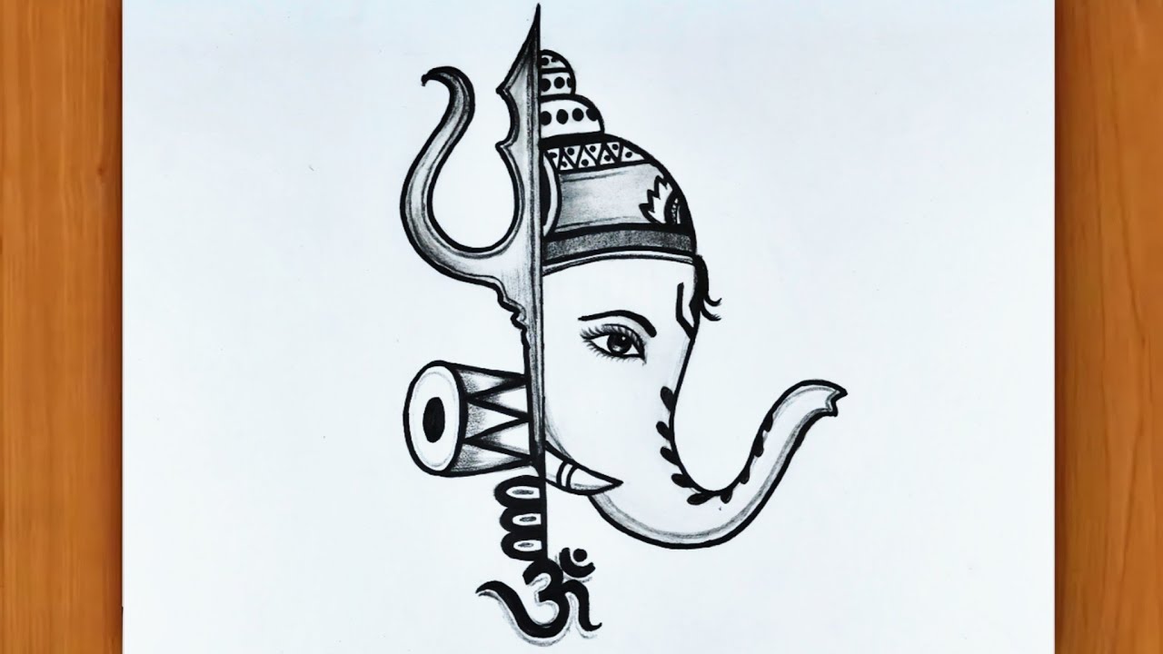 How to Draw Lord Ganesha Half Face | Easy Ganesh Chaturthi Drawing for Beginners | ganpati drawing