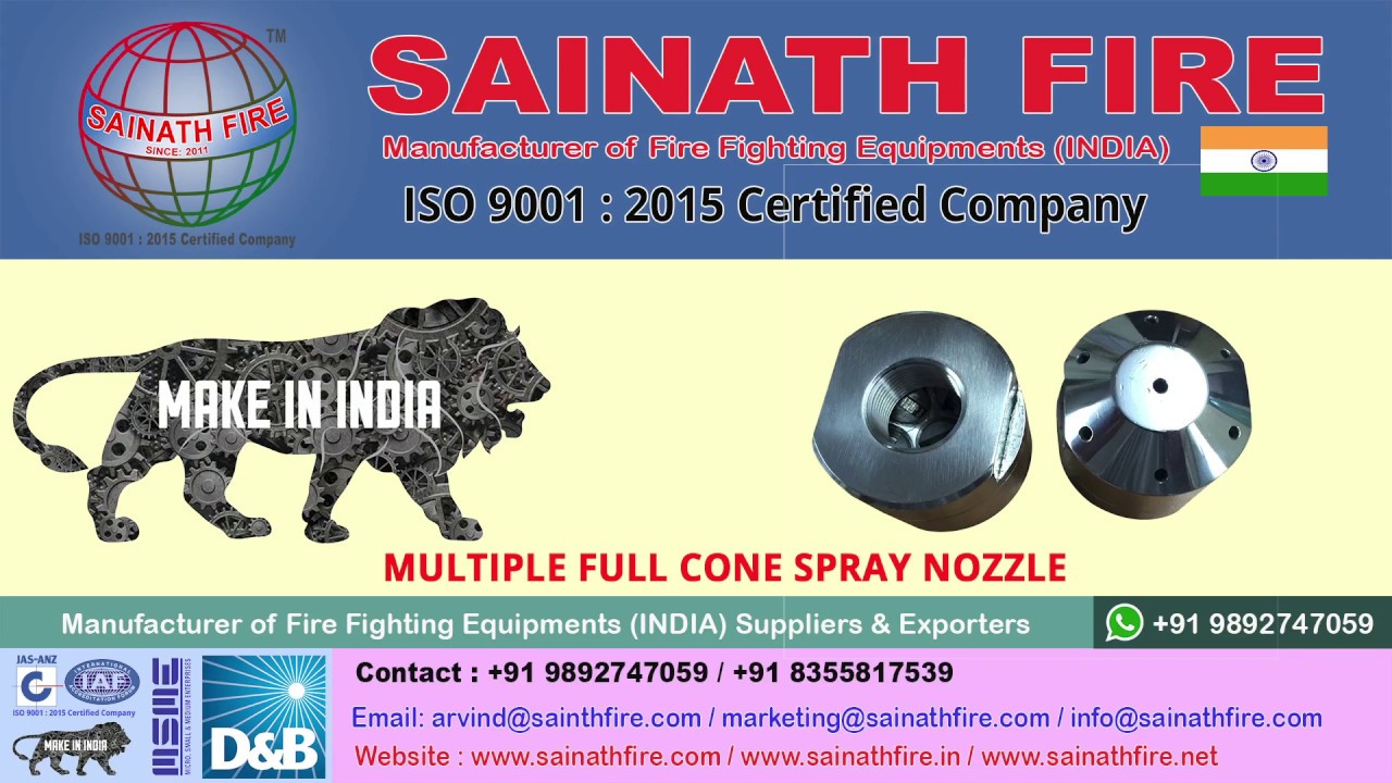 Multiple Full Cone Spray Nozzle Manufacturer in Fire Fighting by Sainath Fire Mumbai India