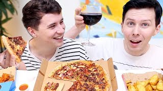 DAN AND PHIL MASSIVE PIZZA MUKBANG