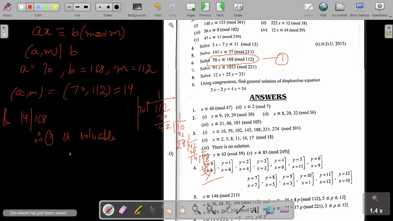 29 September Number Theory Linear Congruence