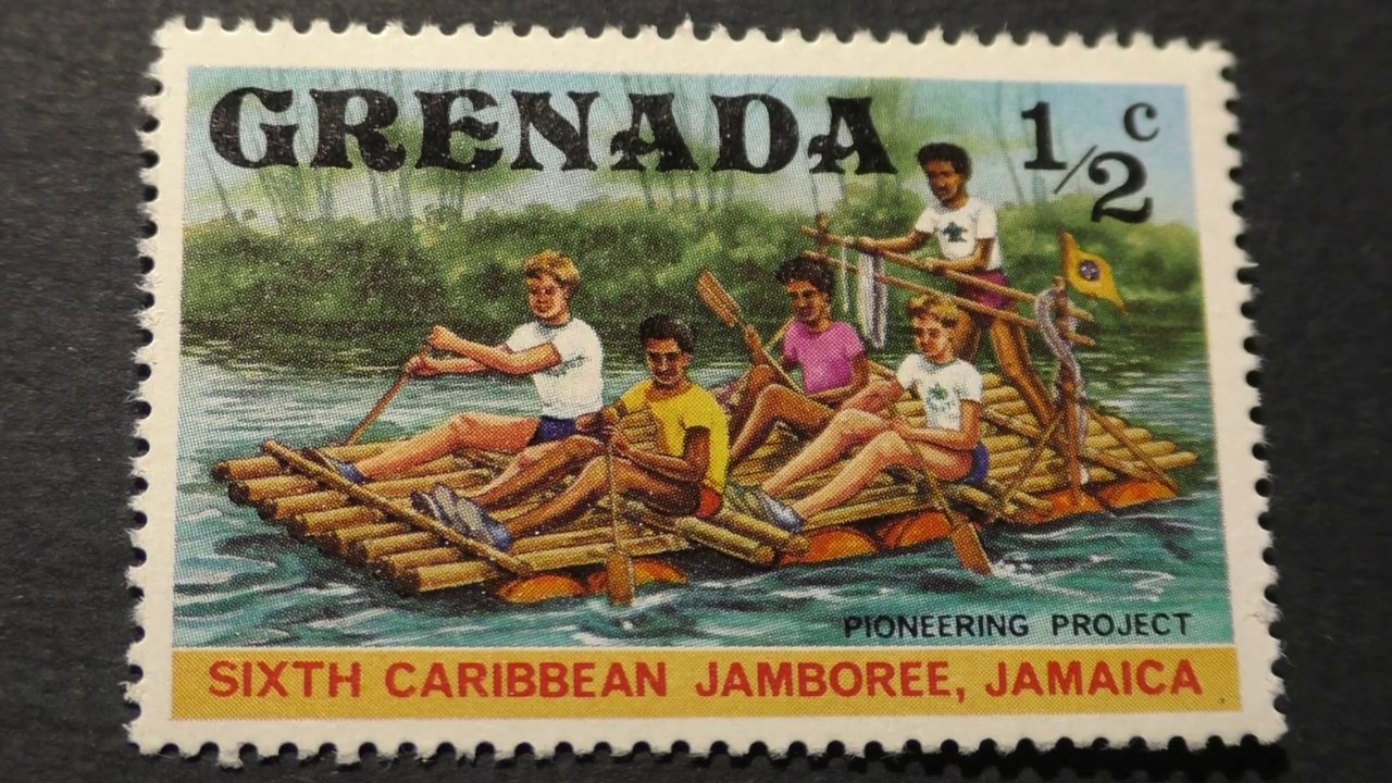 Postage stamp. Grenada. Pioneering Project. Sixth Caribbean Jamboree, Jamaica. Price 1/2 cents