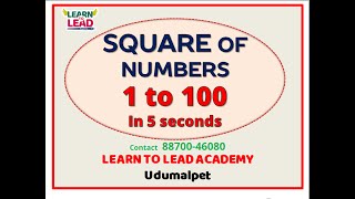 Square Of Numbers 1 To 100 - Learn To Lead Academy