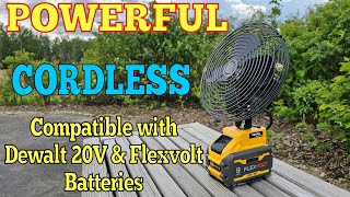 Cordless Fan Compatible with Dewalt 20V Flexvolt Battery