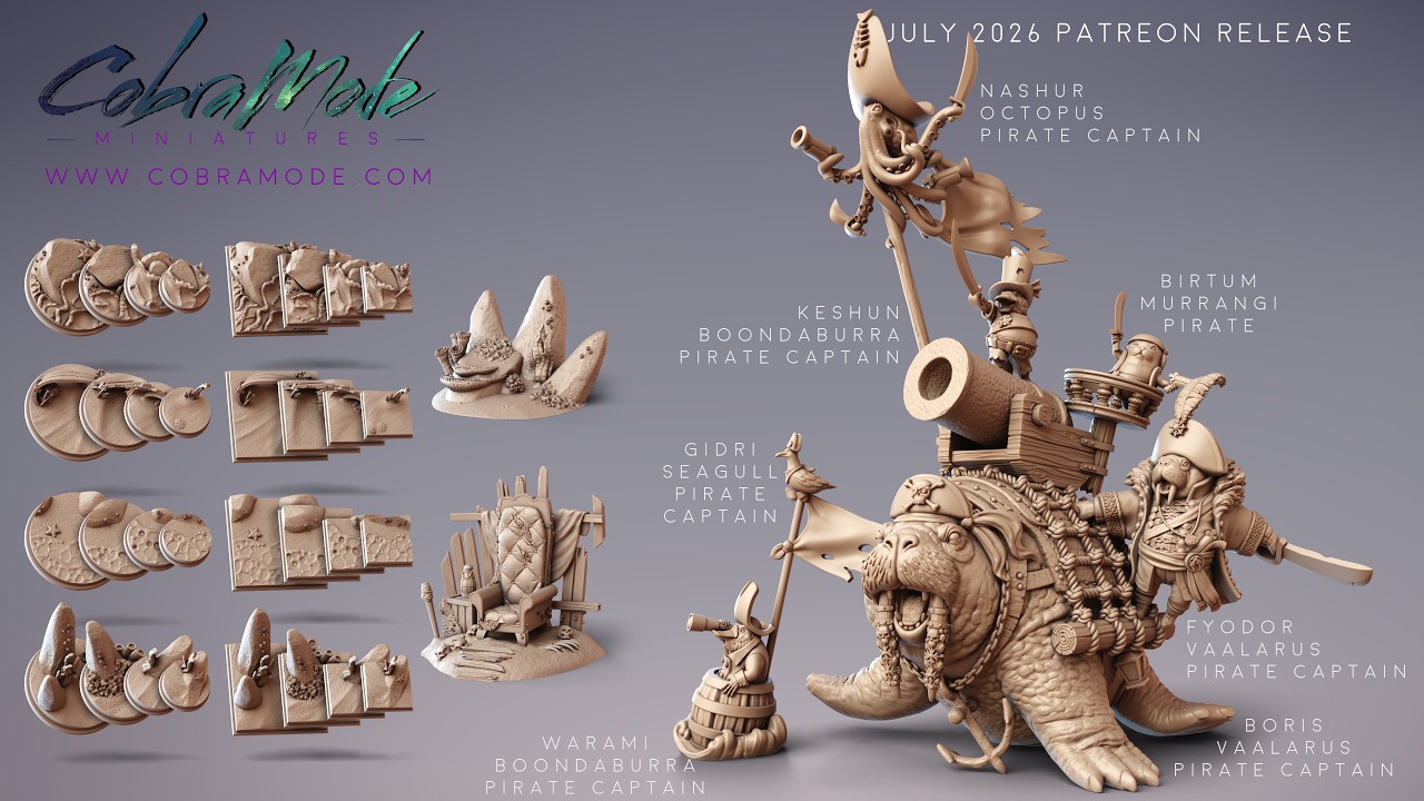Cobramode 3D Printable Miniatures - July 2026 Patreon Release