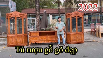 Tủ rượu gỗ gõ đẹp ngang 1m2