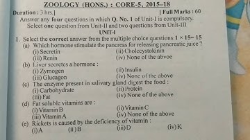 Vbu,semester 3, old year questions paper, ,zoology hons paper 5,session 2015-18, graduation, ug ques