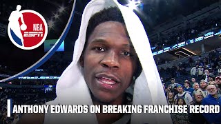 Anthony Edwards reacts to breaking FRANCHISE RECORD & Timberwolves' win vs. Nuggets 🔥 | NBA on ESPN
