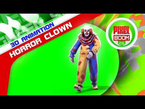 Green Screen Horror Angry Clown 3D Animation PixelBoomCG