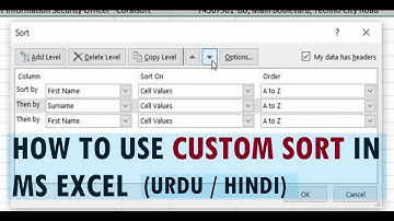 How to use Custom Sort in MS Excel (Urdu/Hindi)