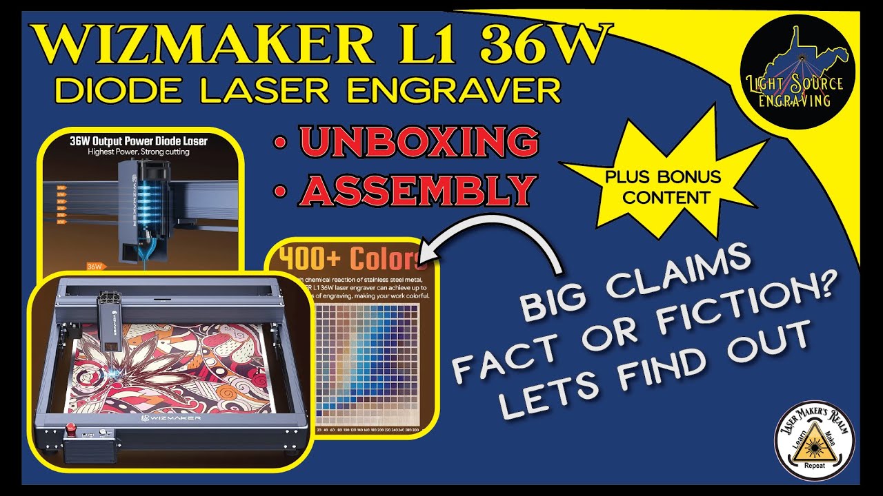 Wizmaker L1 36w POWERHOUSE Laser -- Unboxing / Assembly - Can It