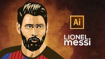 Illustrator Tutorials | Lionel Messi Illustration Portrait Vector, Speedart