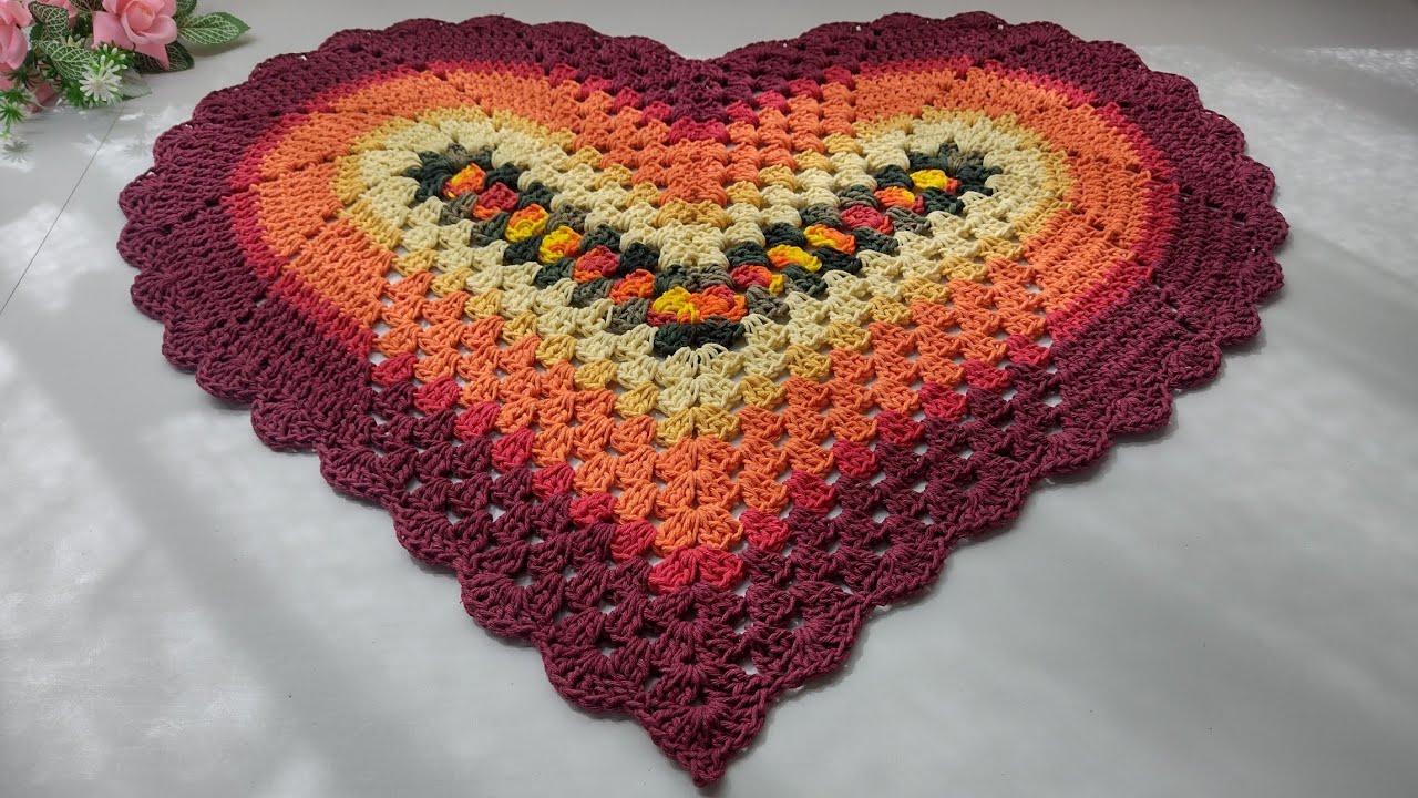 Tapete de crochê Coração de Mãe #coracaodemae vídeo aula Destro