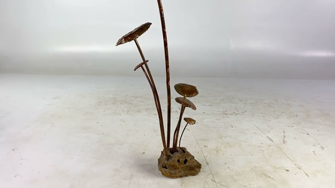 Curtis Jere Style Mid Century Brass Palm Tree with Mushrooms