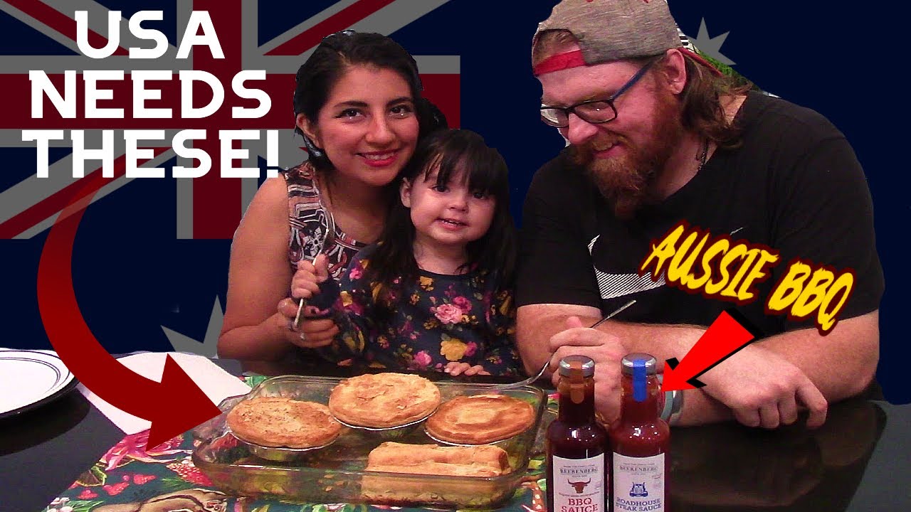 American Family Tries Aussie Meat Pies & Sausage Rolls!
