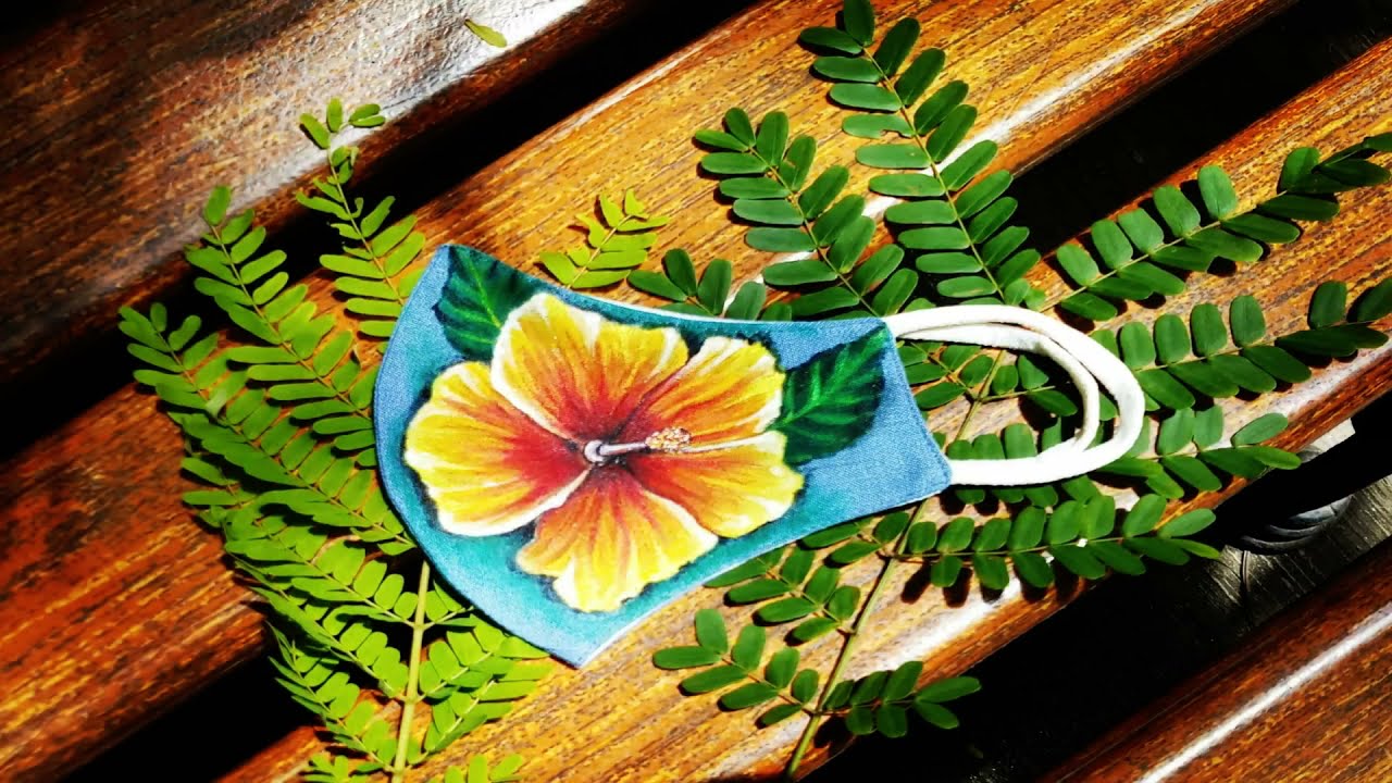 Face Mask Fabric painting I Unique face mask I Creative Face mask I Flowers Face Mask Hand Painting