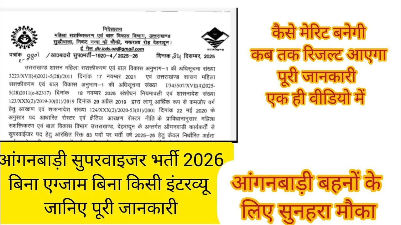 आंगनबाड़ी सुपरवाइजर भर्ती 2026, **[