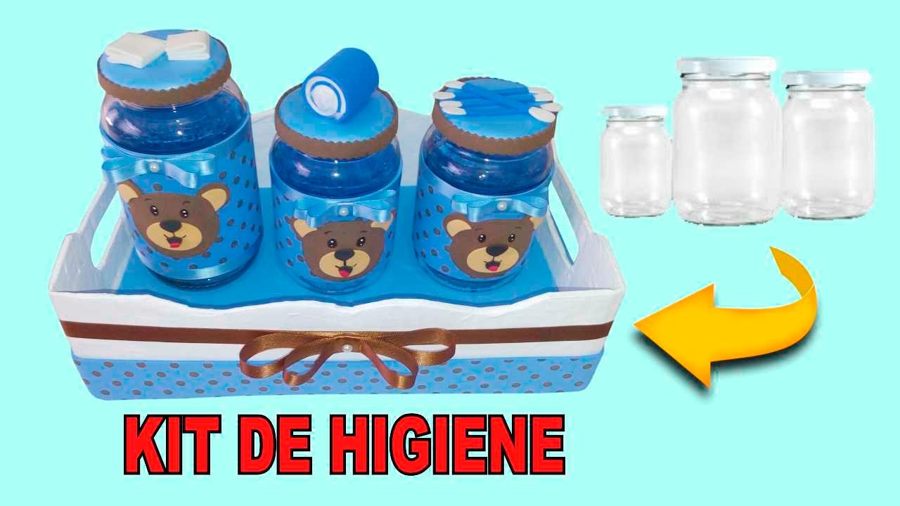 Decoraç u00e3o com potes de vidro ( kit de higiene para beb u00eas) YouTube # Como Decorar Kit Higiene Bebe Com Tecido Decoraç u00e3o com potes de vidro ( kit de higiene para beb u00eas) YouTube # Como Decorar Kit Higiene Bebe Com Tecido